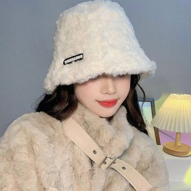 여성퍼블링벙거지 보들털모자 예쁜겨울모자 라벨