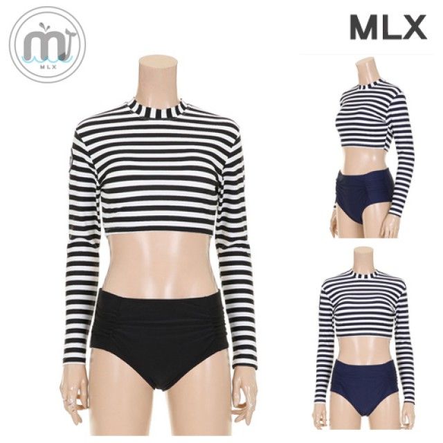 (MLX) 여자 비치 웨어룩 래쉬가드+팬티 래쉬가드 세트 수영복-DM_136