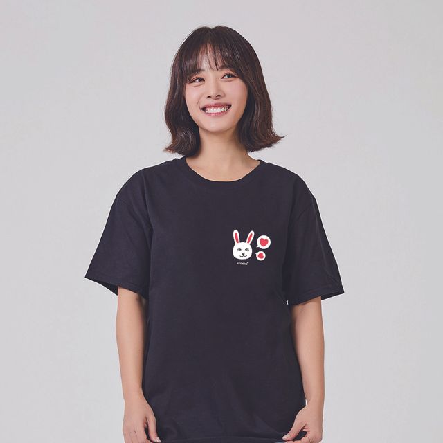 키밍 토끼 하트 데일리 그래픽 반팔티 여름 티셔츠