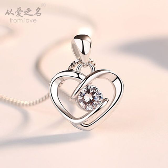 핫신상 999 순은 간락한 다자인 다이아몬드 목걸이 생일 선물 펜던트 목걸이