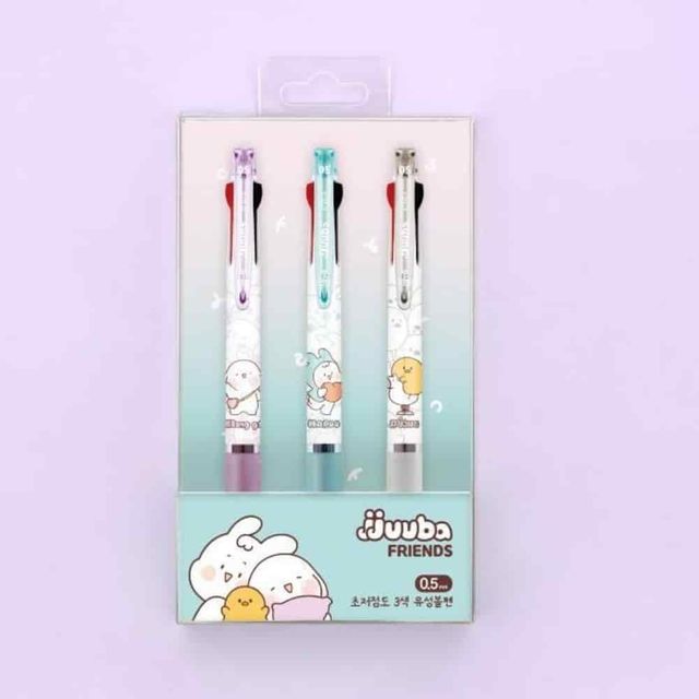 쭈바 3색볼펜 0.5mm 3p 유성볼펜 볼펜판촉물 홍보볼펜 선물용볼펜