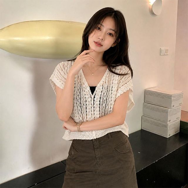 베스트 반팔 신상 니트티 정장 베이직 라운드 기본핏