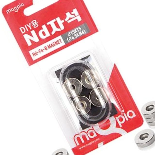네오디움원형 네오디움 원형강력자석 타공 DIY MN15 05 15Φx5.0T 1판4EA MN15 05 1판
