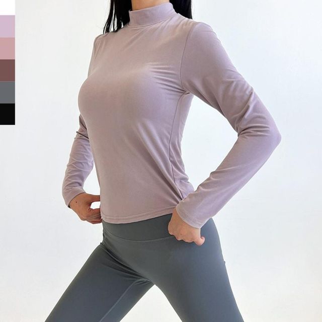 여성 소프트 터치 반목폴라 상의 긴팔