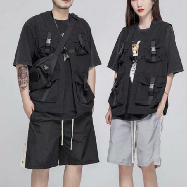 멀티 포켓 카고 조끼 남녀공용 작업용 캠핑 2컬러 블랙 높은 데일리 아웃도어