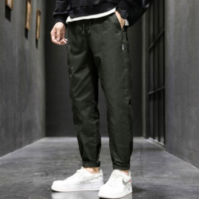남성 크롭 캐주얼 롤업 배기팬츠 편안한 일상 착용