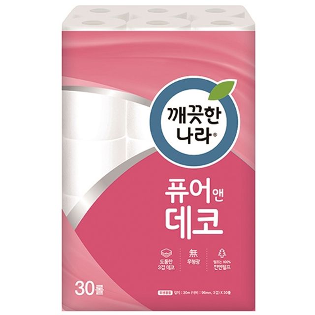 깨끗한나라)3겹퓨어앤데코화장지(30Mx30롤)