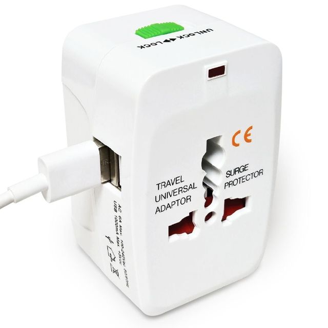 해외여행아답터 해외여행 USB 2구 멀티 아답터 전세계호환 변환플러그
