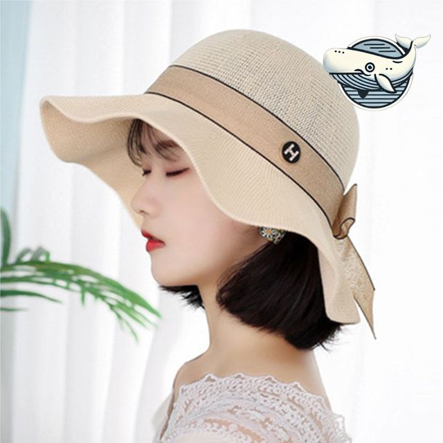 여름 스타일 리본 왕골 버킷햇 사파리 썬모자