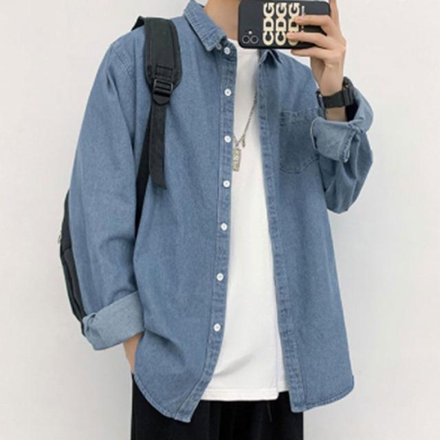 남녀공용 청 남방 셔츠 데이트룩 캐주얼 슬랙스 코디