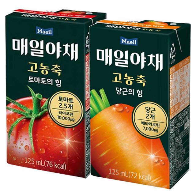 매일유업 고농축 토마토 125ML 24팩+당근 125ML 24팩