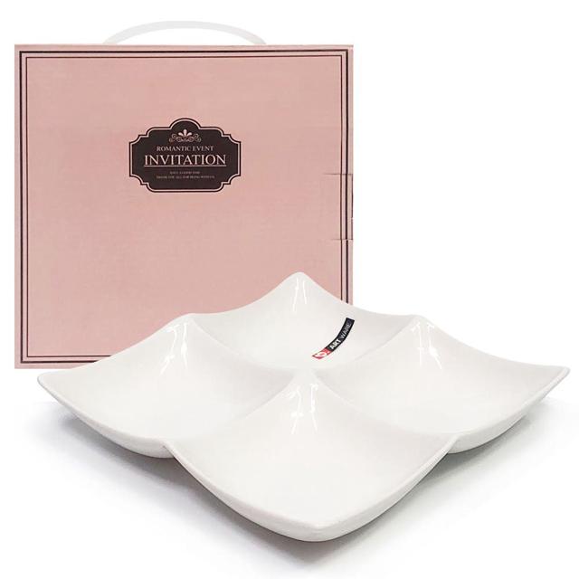 아트 사각 나눔 접시 20cm - 도자기 4절 반찬 그릇