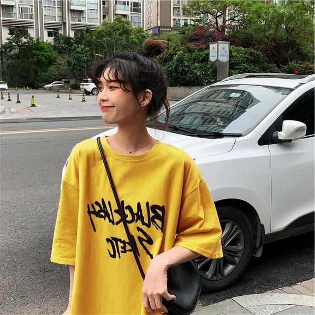 반팔 블랙래쉬 여성 박스 크롭티 티셔츠