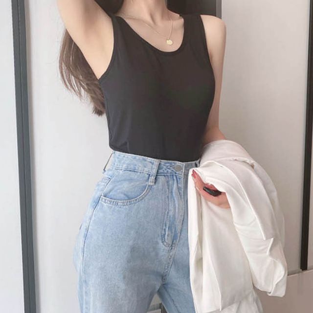 캡나시 왕뽕 일체형 민소매 속옷 이너웨어 스판 굿