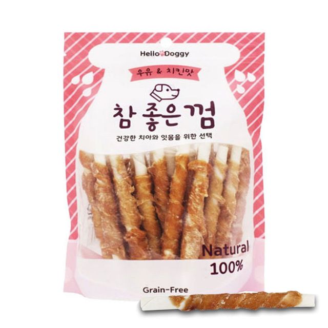 간식 24P 강아지 좋은껌 참 치킨맛 헬로도기 우유