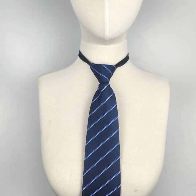 정장 자동 넥타이 얇은 스트라이프 네이비