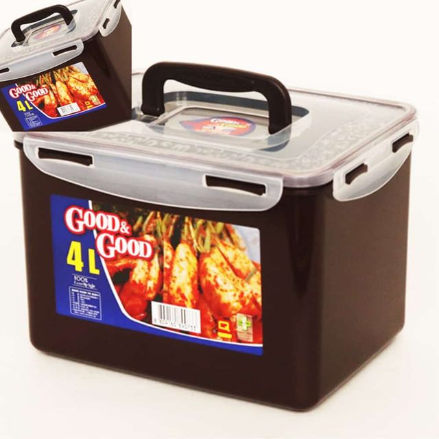밀폐용기4L 쵸코 핸디형 김치통 반찬용기 반찬통 밀폐보관통