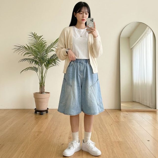 데일리 여성 버뮤다 밴딩 반바지 여자 여름 카고 벤딩 팬츠 바지