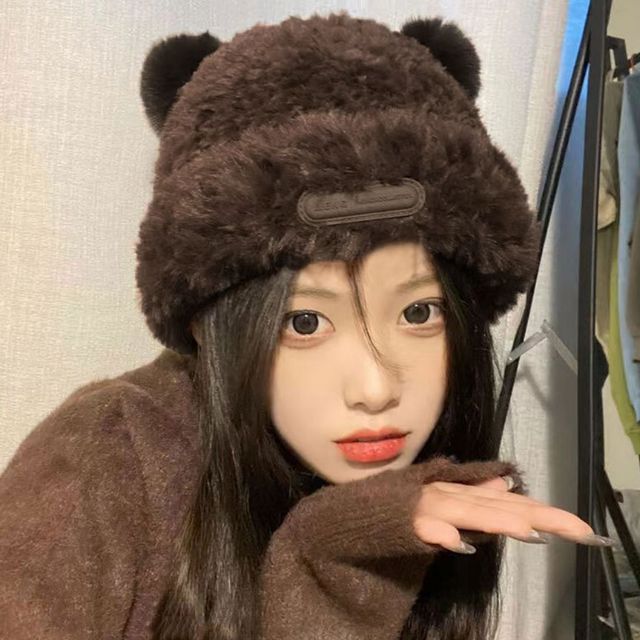 4컬러 귀염뽀짝 곰돌이비니 겨울 보들보들 퍼 비니