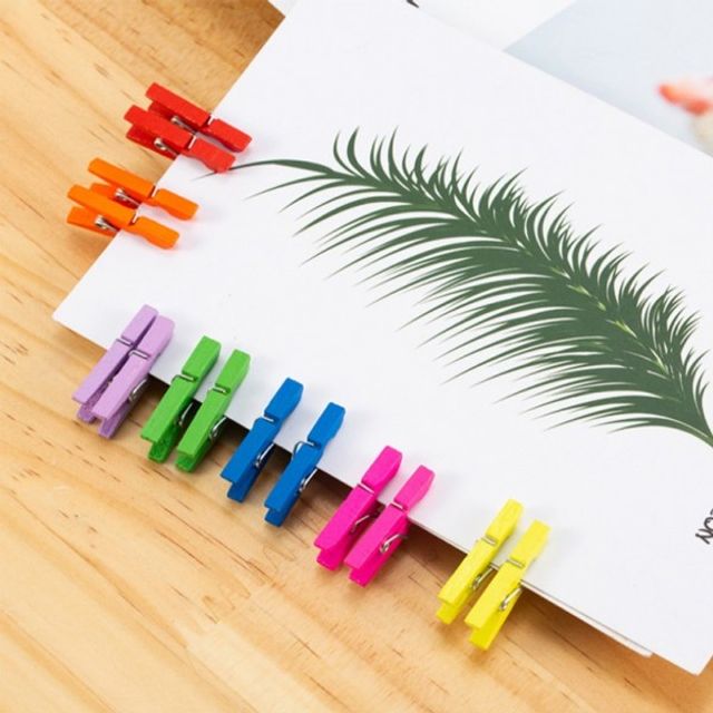 컬러 미니 나무집게 2.5cm 사진걸이집게 30P