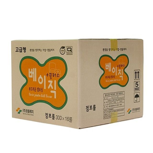 무형광 베이직플러스 점보롤화장지 300m 16롤 대용량
