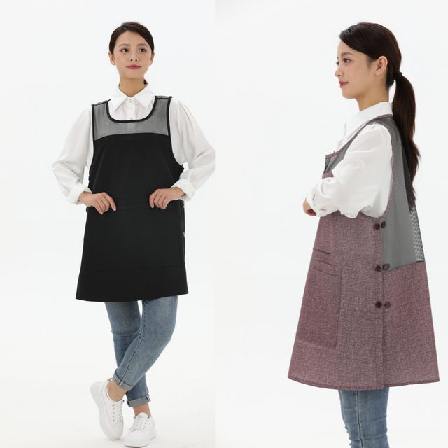 기능성 데님 망사 자크 원피스 앞치마