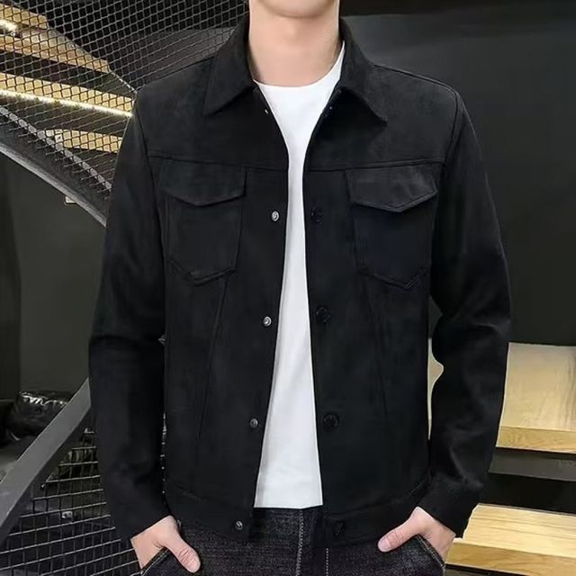 남성용 벨벳 소재 포켓 트러커 점퍼 캐주얼 아우터웨어