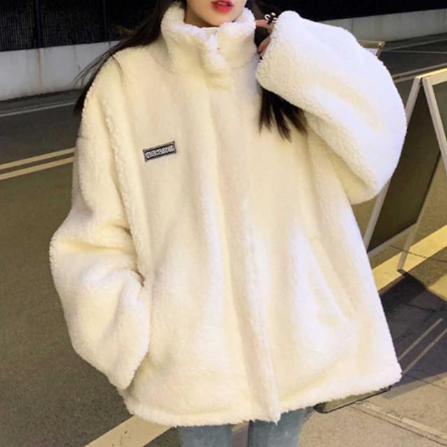 여성용 오버핏 후리스 여자 10대 패션 뽀글이 점퍼
