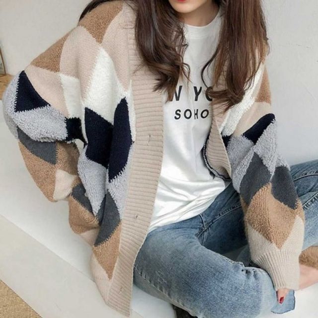 대학생 가을데일리룩 코디 20대 새내기룩 아가일 패턴