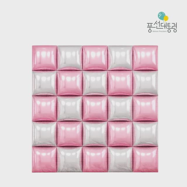 사각 양면 벽장식 은박풍선 (핑크+실버) 30장
