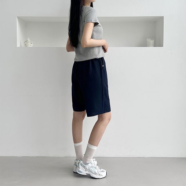 밀레어 데일리 허리밴딩 인견 반바지 트레이닝팬츠
