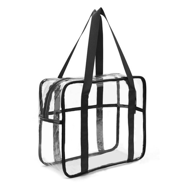 PVC 방수 투명 비치백 31x12x27cm 블랙