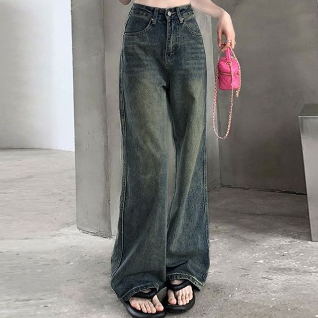 빈티지 여성 연청 바지 세련된 데일리 데님 팬츠