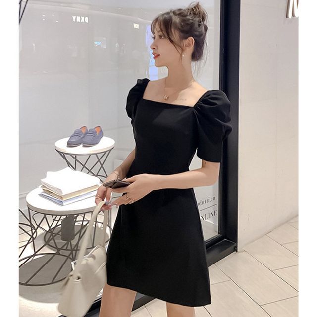 여름 시원한 퍼프 소매 오프숄더 예쁜 미니 원피스