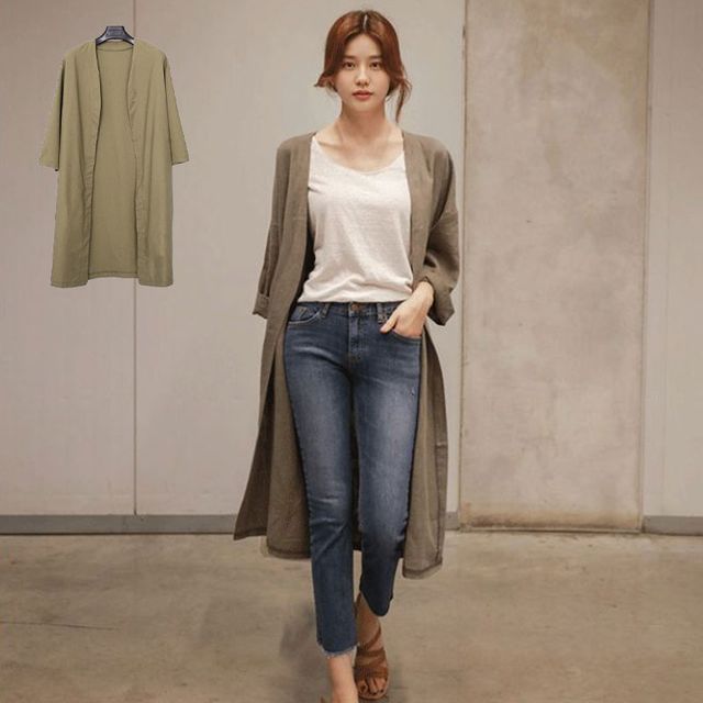 온나핏 간절기가디건 린넨자켓 가벼운가디건 롱가디건