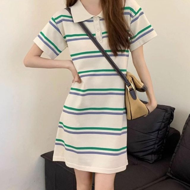 패션 카라 반팔 미니 원피스 DHHE92 미니 여성 원피스 미니 미니원피스 원피스 롱 홀복 드레스 섹시 나시