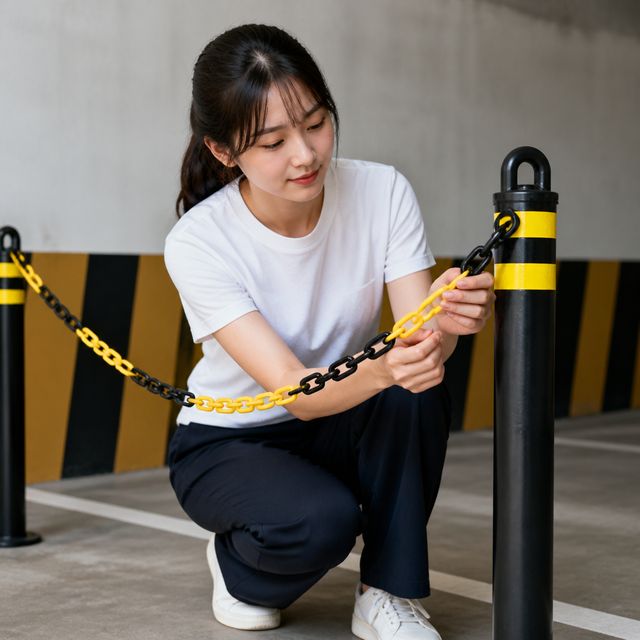 구역 차단봉 플라스틱 체인 안전줄 2m 주차장 시설물 관리용