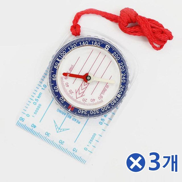 TBZ 투명 스트랩 길잡이 나침반 7.7x5.1cmx3개 캠핑나침반