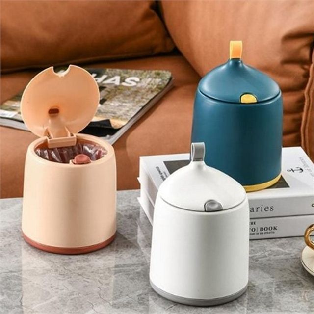 휴지통 13x19cm 탁상용 휴지통 쓰레기통 원터치 탁상용 화장대 다용도 사무실 봉투