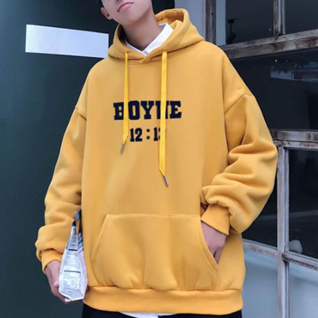 따뜻한 기모 티셔츠 남자 겨울 후드티 데일리 스타일