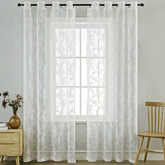 커튼가리개 린넨거실커튼 화이트 레이스 커튼 145cmx150cm