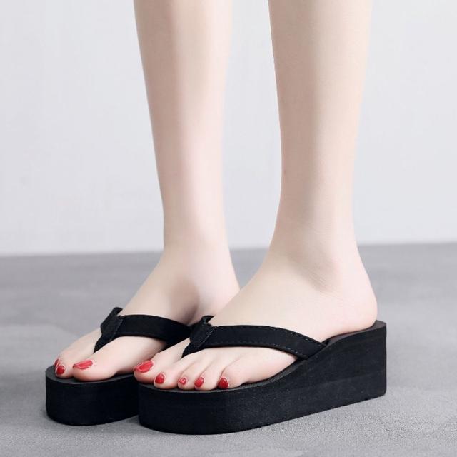 여성 키높이 통굽 쪼리 6cm 여름 샌들 슬리퍼 여성화