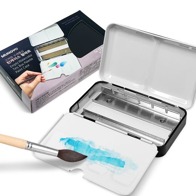 고체물감용 팔래트 12색 틴케이스