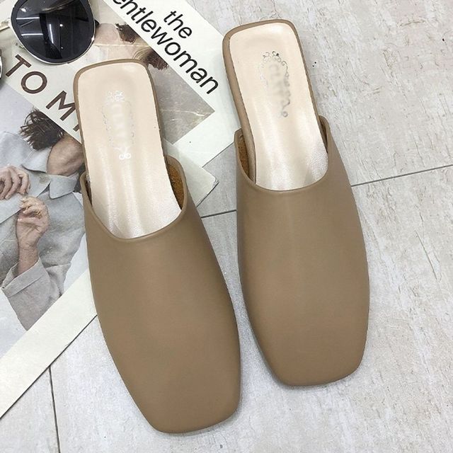 스퀘어 여성 블로퍼 모던 클래식 슬리퍼 구두 여자 데일리 뮬 슈즈