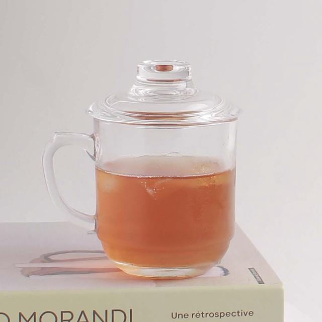 유리머그잔 투명 티 머그컵 사무실 뚜껑컵 280ml