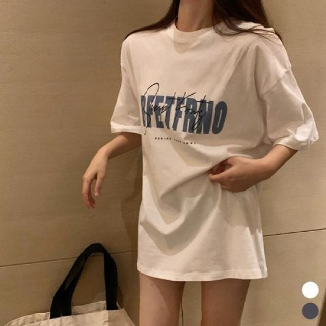 영문레터링 빅핏하프슬리브 탑 시그니처