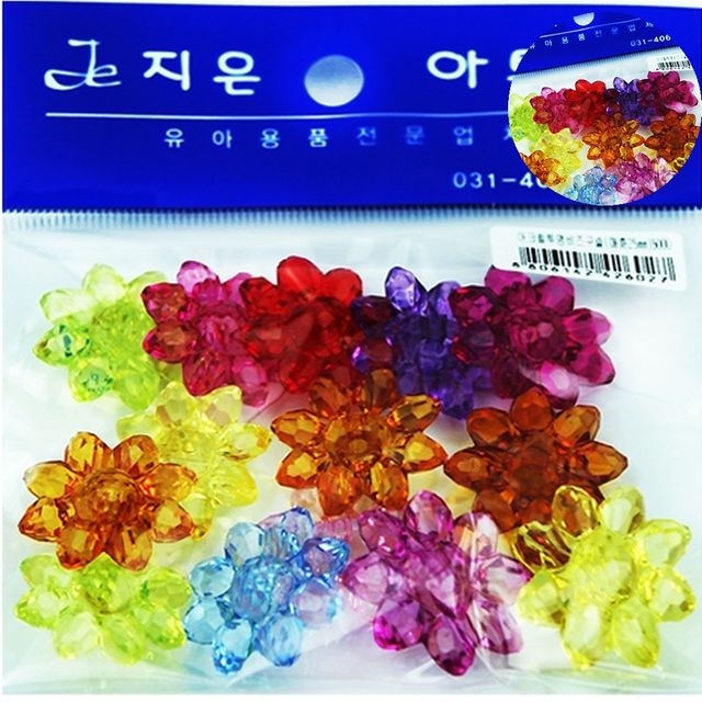 팔찌비즈 비즈공예DIY 아크릴투명비즈 국화 30mm
