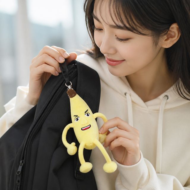 바나나 인형 가방 고리 캐릭터 열쇠고리 백참 학생 책가방 액세서리