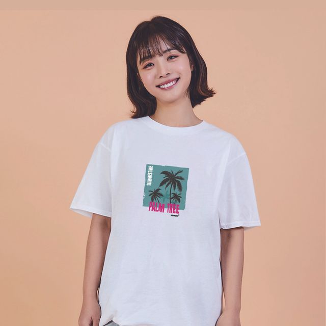 키밍 Palm tree 야자수 시원한 라운드 반팔티 여름 티셔츠