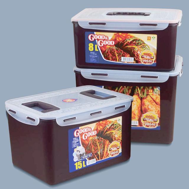 굿앤굿 핸디락 김치통 12L 15L 밀폐 보관 용기
